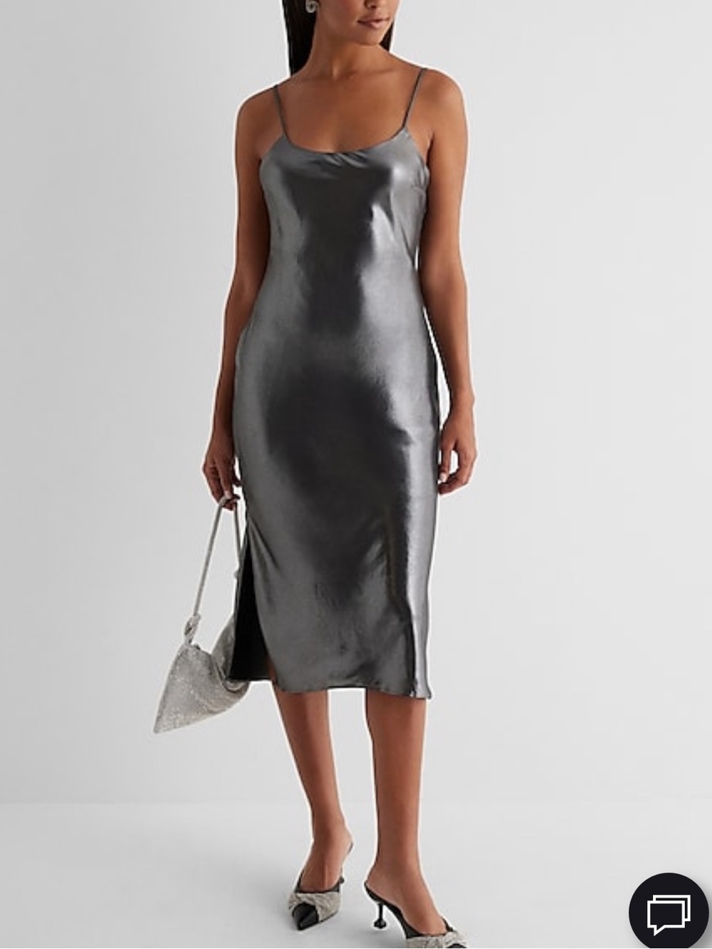 NWT Express metallic scoop neck downtown cami midi slip dress